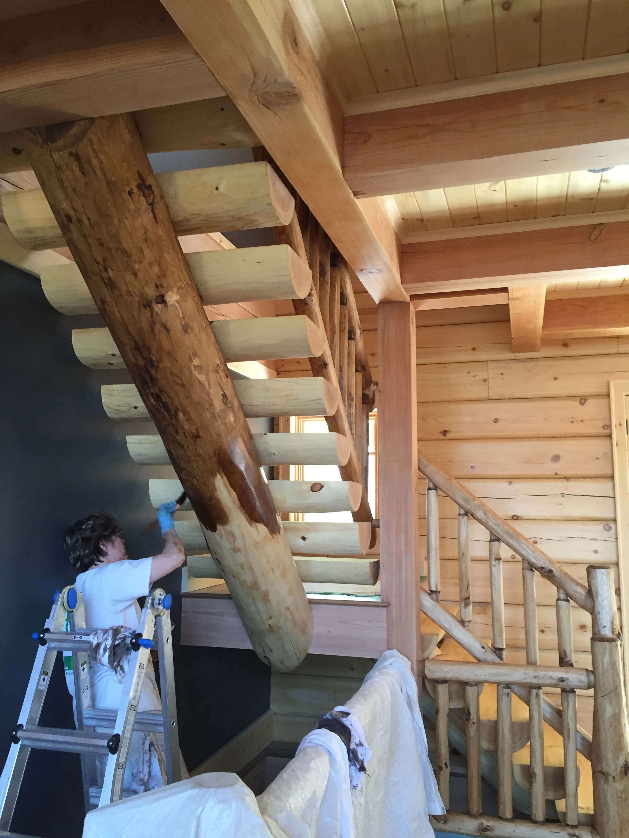 Staining log staircase