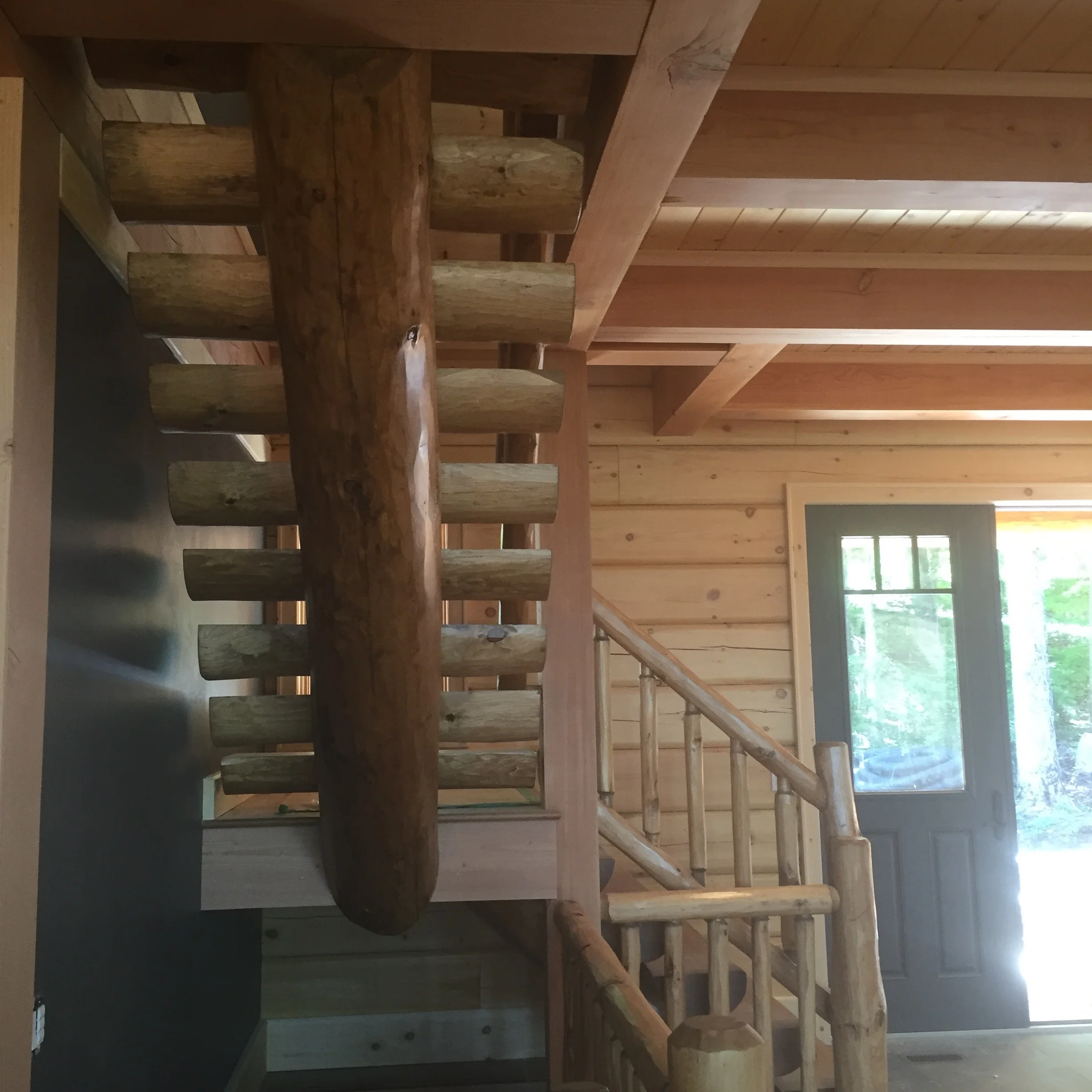 Log house staircase