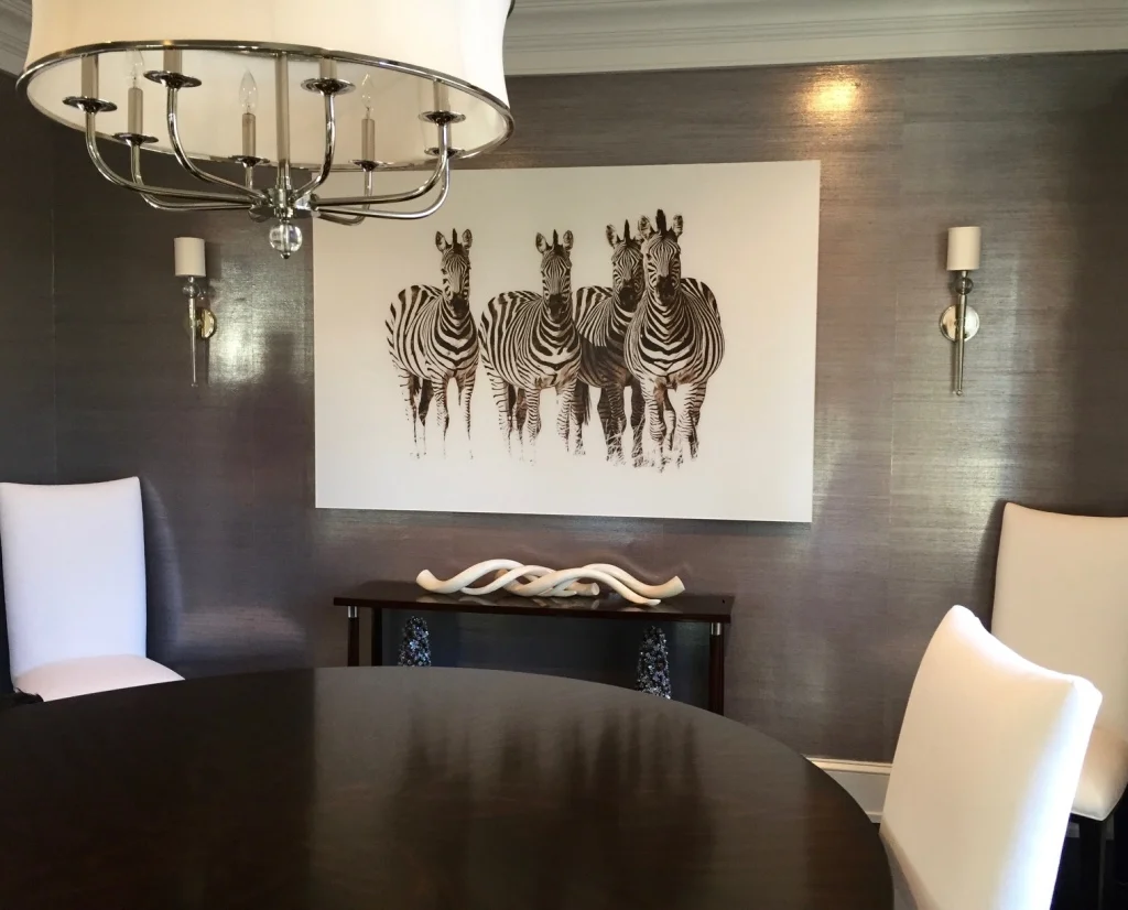 Dazzle of Zebras , by Laurie Fishman, Art Installation by Romanoff Elements, with Nest Inspired Home