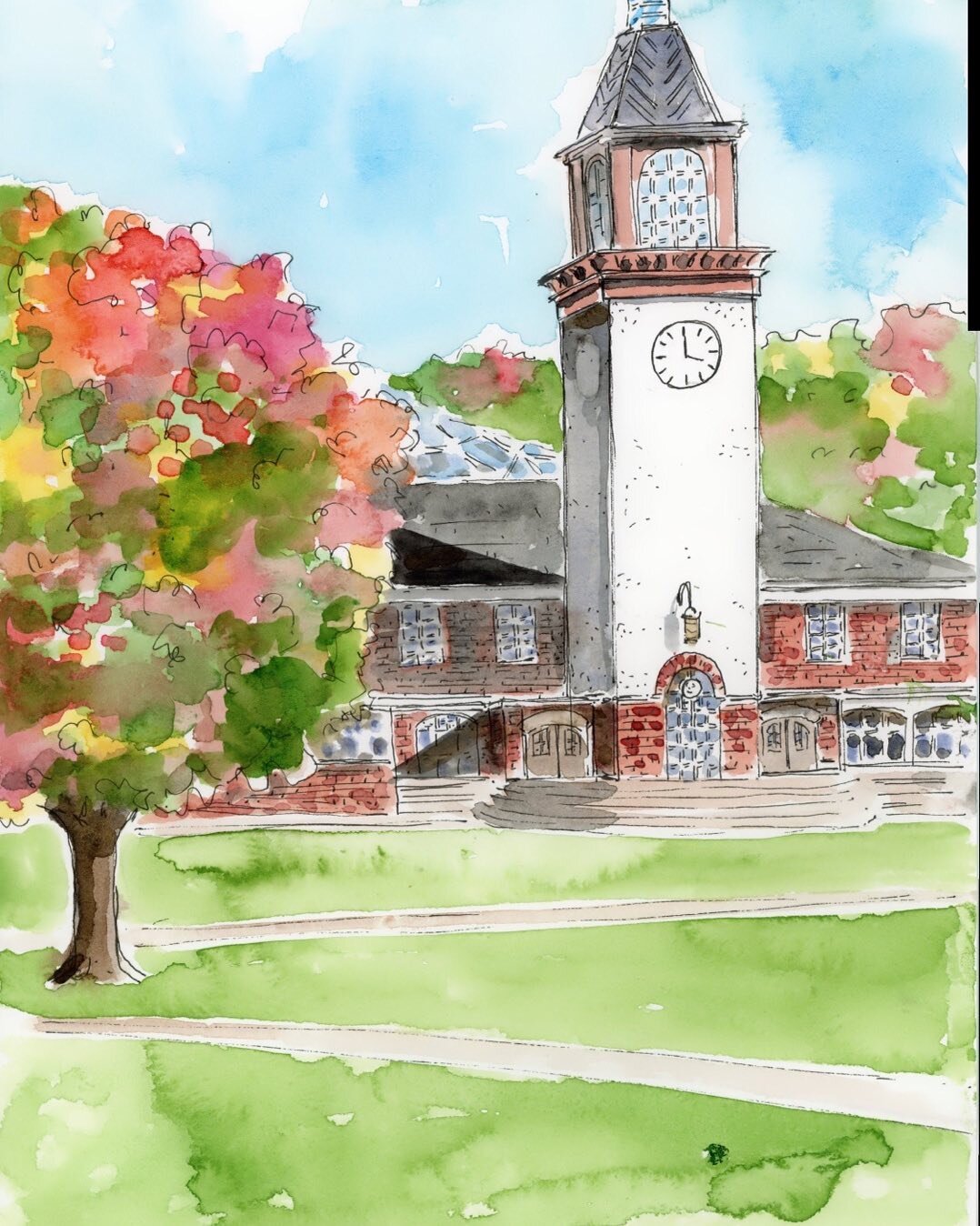 Excited to share the addition of  Arnold Bernhard Library, Quinnipiac University, Connecticut to my #etsy shop: WaterColor, 5x7, 8x10, 11x14, Print, Art https://etsy.me/3I5xRDq