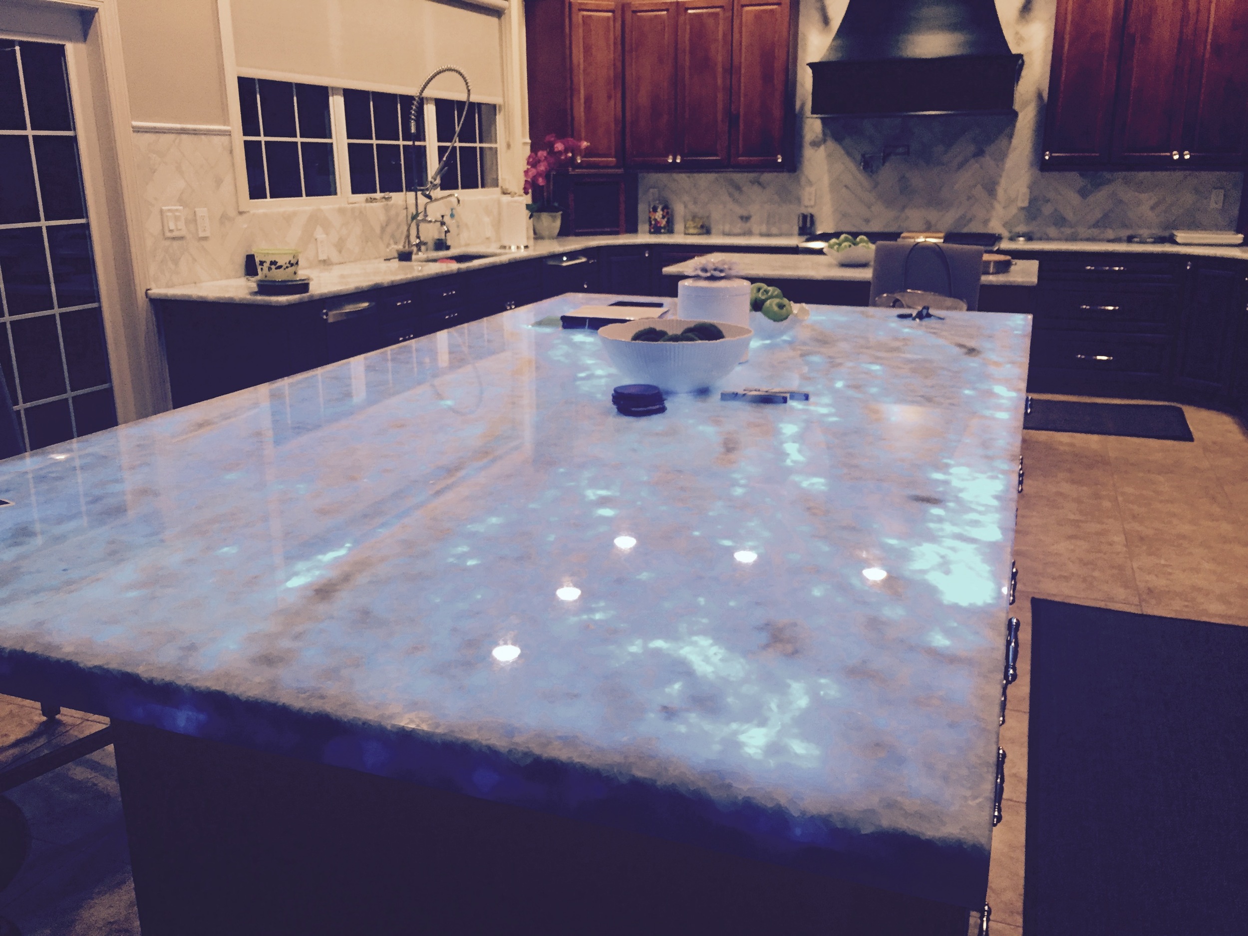 LED Backlit Kitchen Island Countertop