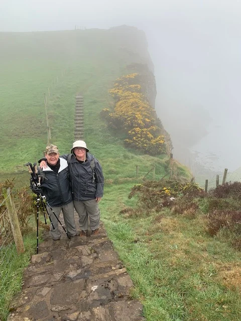 Somewhere between Ballintoy and Giant’s Causeway on the North Coast. Gorse in the background, and the ocean way, way down below.