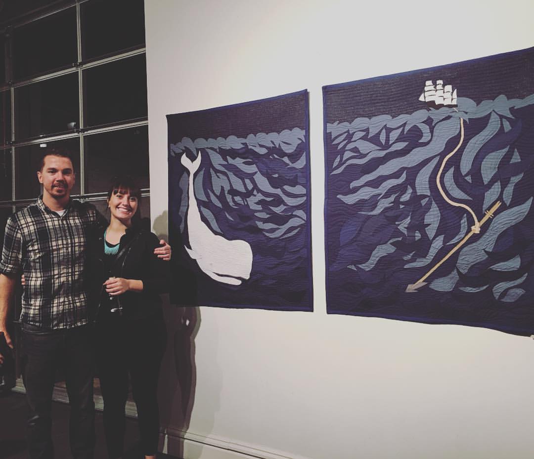 Grateful that my friend Eric insisted on a photo because it's the only shot I have of the quilts installed in the show!