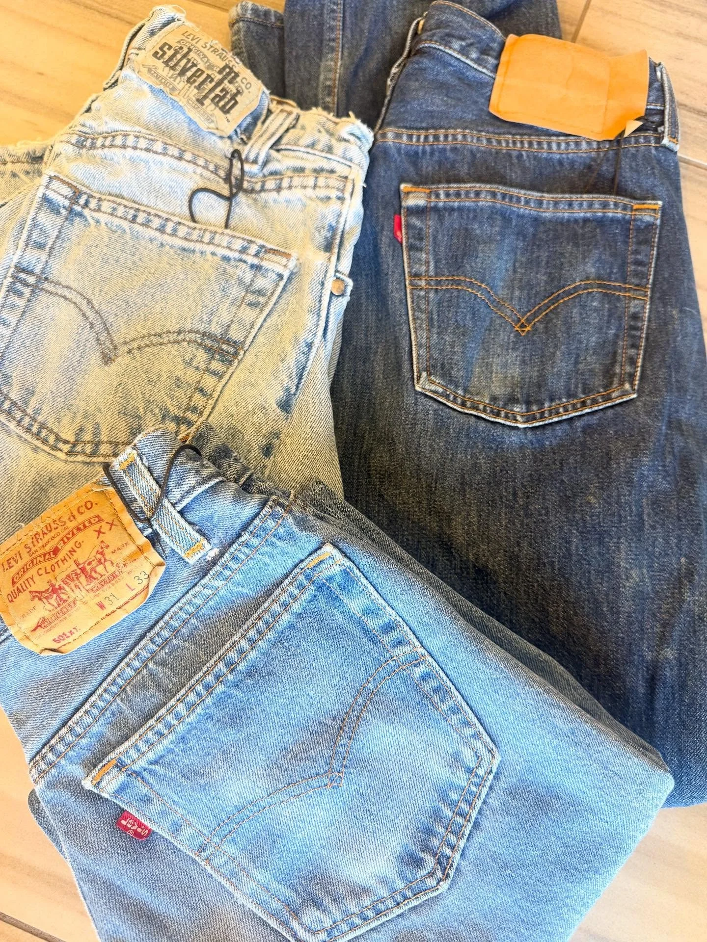 Vintage Levi&rsquo;s repurposed! Come try our latest denim from @shopaligrace 👖 #shopballiets