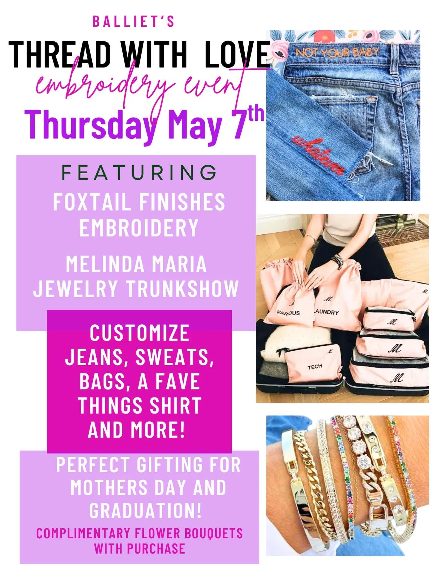 Join us this Thursday for a special event featuring @foxtailfinishes and @melindamaria_jewelry #shopballiets