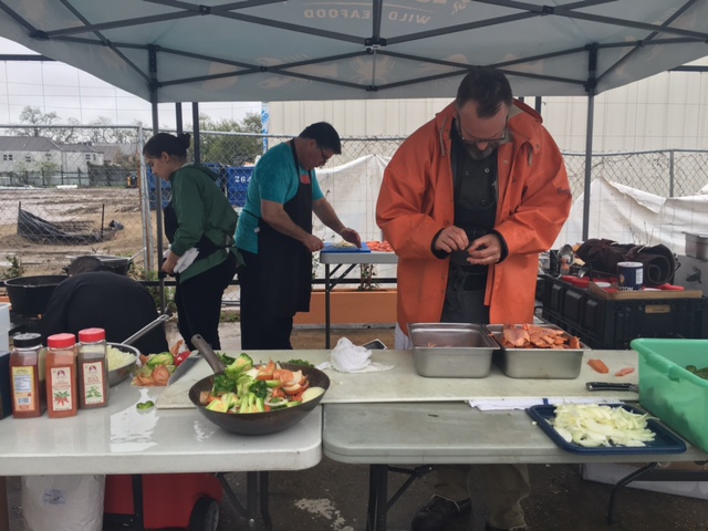 Carmo, Brennan's and other restaurants teamed up in the rain to serve attendees lunch.