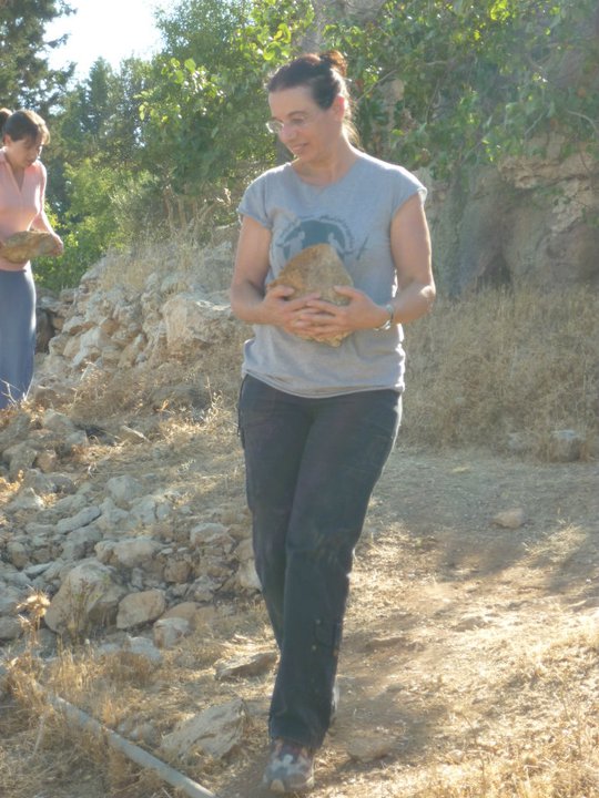 "I am working in a Palestinian village, helping to build terrace for cultivation of vegetables."