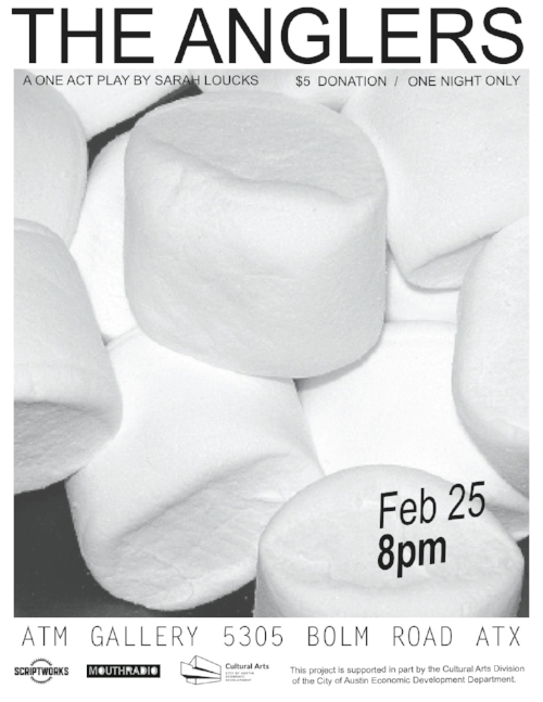 Join us at ATM Gallery on Feb. 25th @ 8pm for The Anglers. Suggested $5 dollar donation. 5305 Bolm Rd ATX.