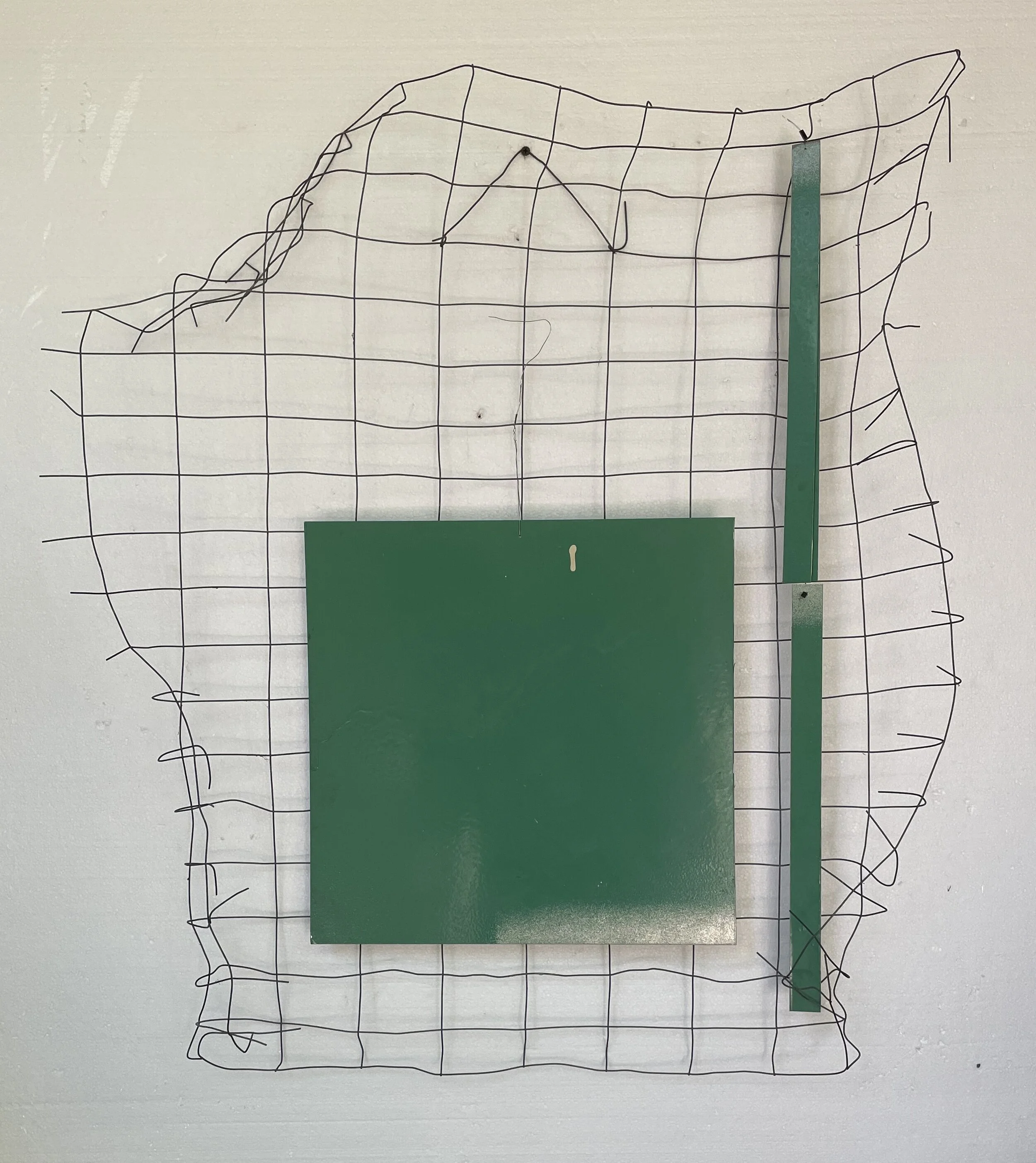   Homage a Gego (Untitled) , 2017  Enamel on aluminum and wire on metal grid  38 x 35 in (97 x 89 cm) 