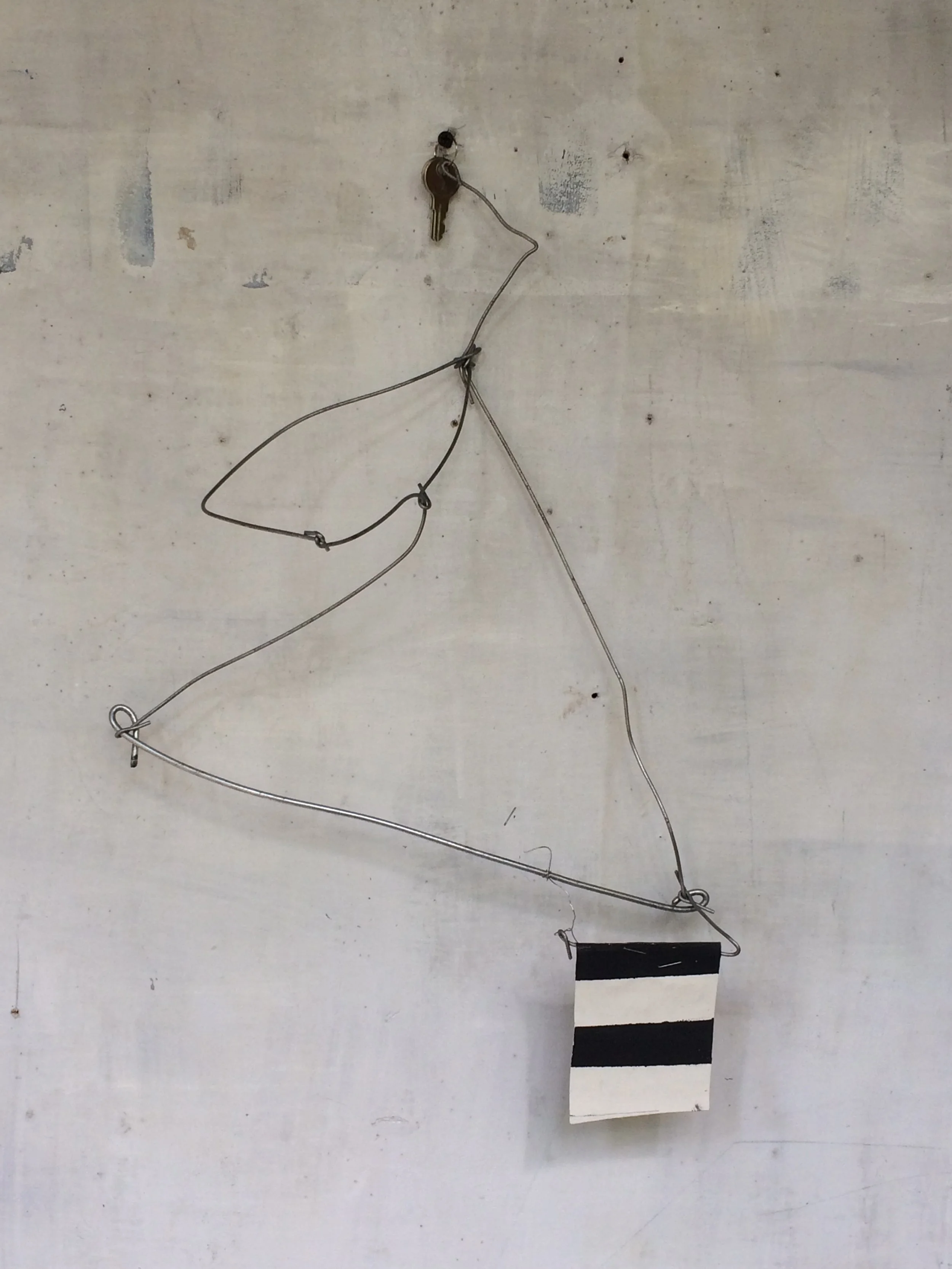   Homenaje a Gelo 4,  2021  Acrylic on linen, staples, wire  14 x 18 in (36 x 46 cm) 