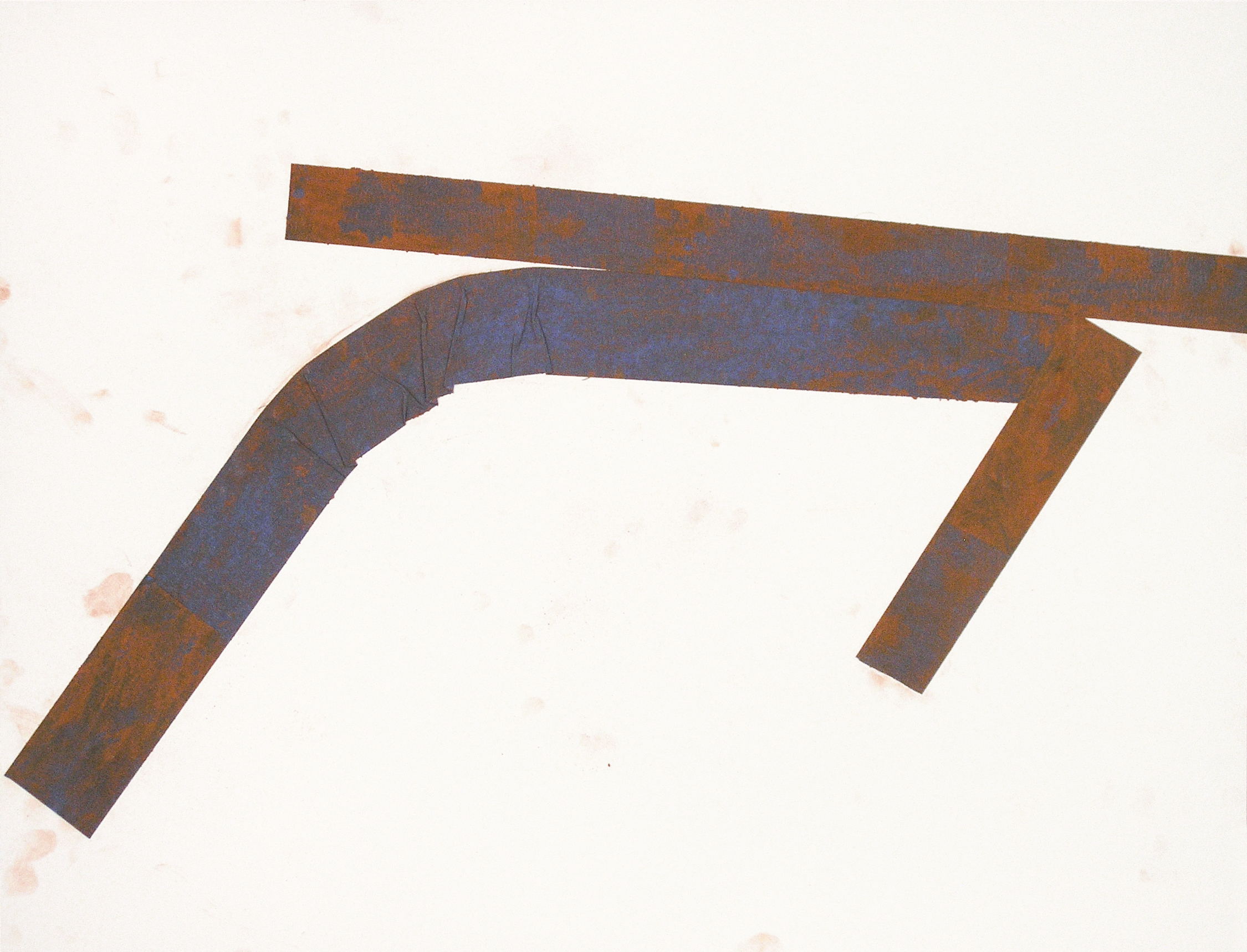   Untitled (rd.08.51), 2008 blue tape, red earth on paper 18 x 23 3/8 inches Collection of the Colby College Museum of Art   