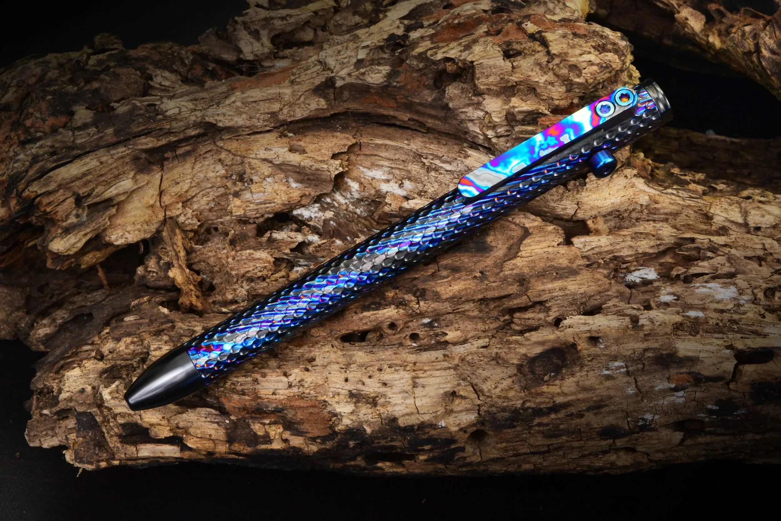 Full Mithril Black Timascus CamPen with Zirc Accents #1 - V3 Gelion