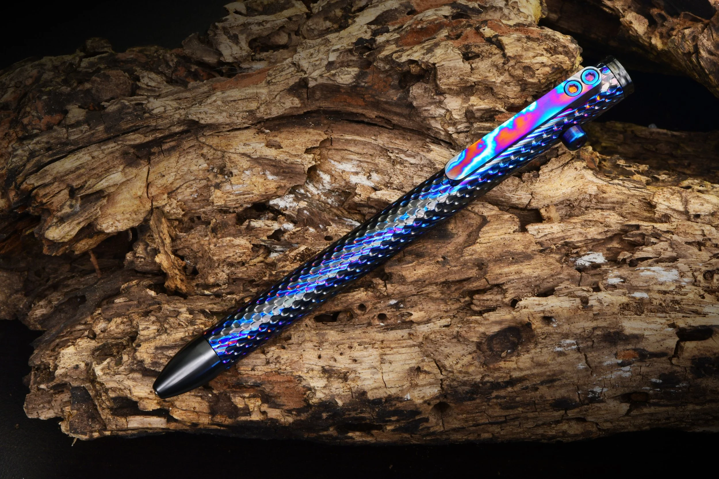 Full Mithril Black Timascus CamPen with Zirc Accents #2 - V3 Gelion