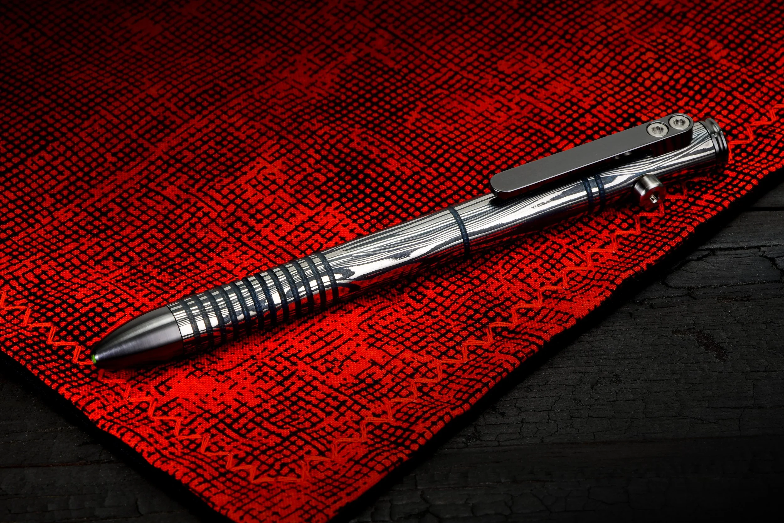 Basketweave Damascus CamPen with Zirc Accents - V3 Gelion