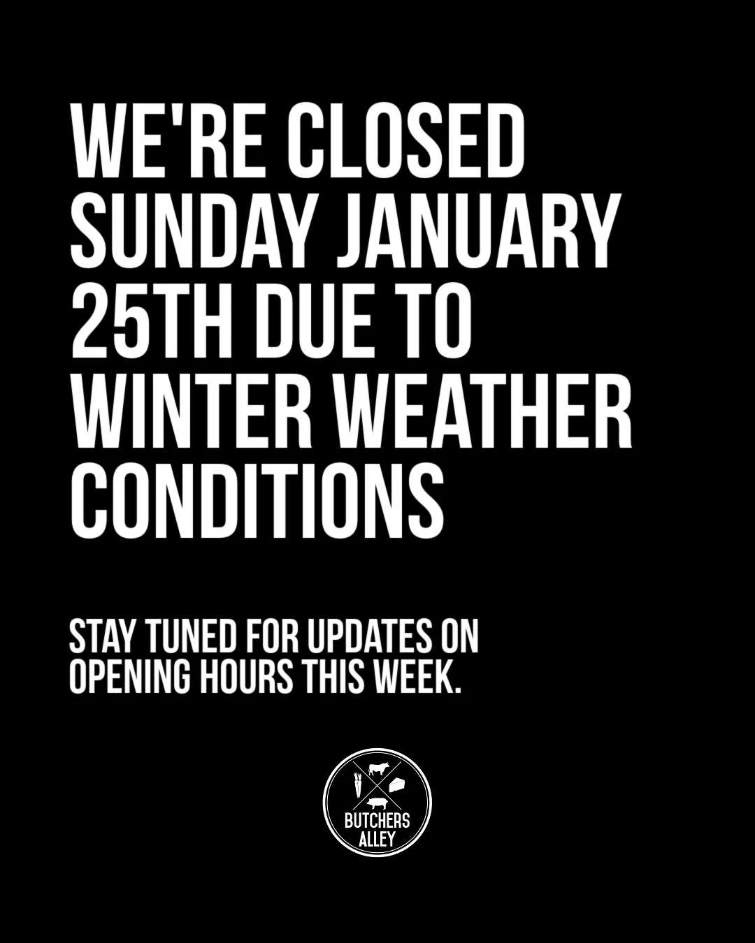 We're closed today. We'll see what the rest of the storm brings, shovel out &amp; keep you posted on opening hours for Monday.

Stay safe out there folks and don't forget to tag us if you make something delicious today. We want to see it! 

#snowday