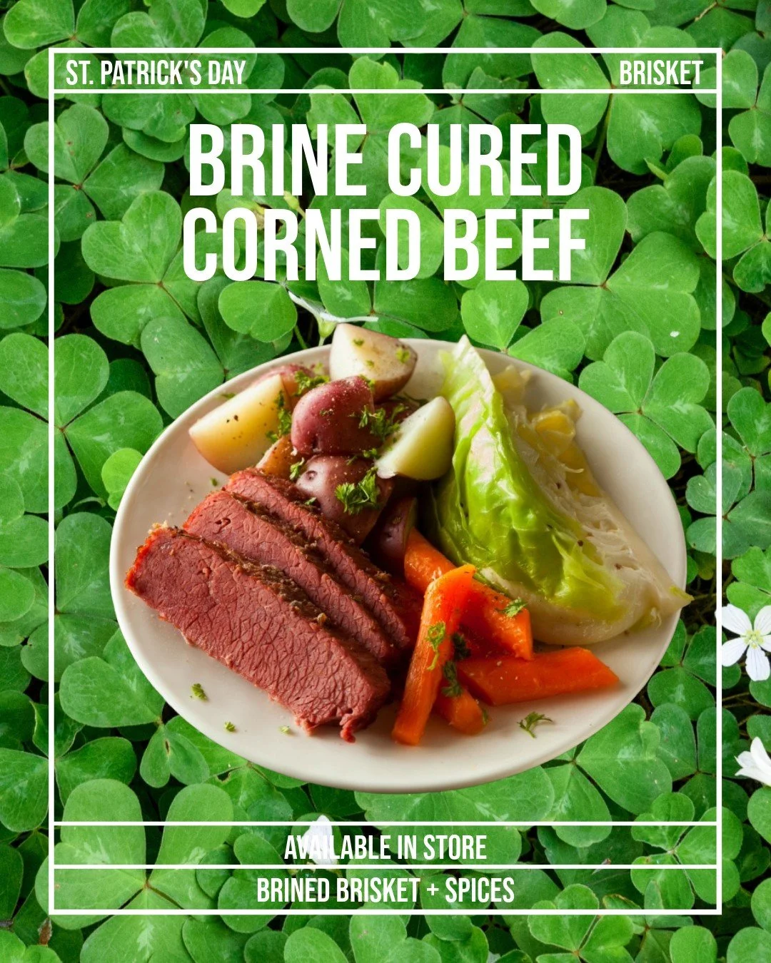 St. Patrick's Day is tomorrow and if you're celebrating with a home cooked corned beef - we have you covered. 

Visit us in store and pick up our brine cured corned beefs - complete with spices. They are easy to prepare at home, just ask our butcher 