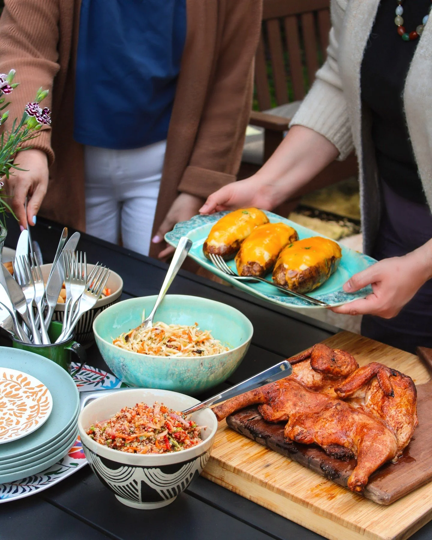 Good food &amp; good company. 🤝

We've got the food covered, you handle the company. A spring spread is easy with Butchers Alley and @pescaedli. Grab one of our new dry rub Spatchcock chickens to put on the grill and we'll take care of the sides. Li