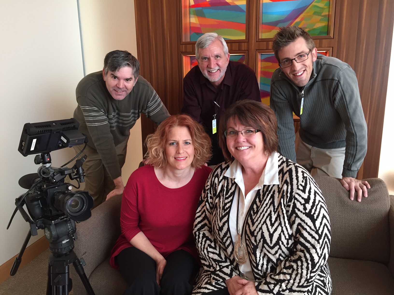 (Back row L-R)Todd Norris, Mark Honer, Bryce Benlon of DHTV Digital. (Front row L-R) Lynne Feifer, 365 Days of Baking and More, Donna Moenning, LookEast.