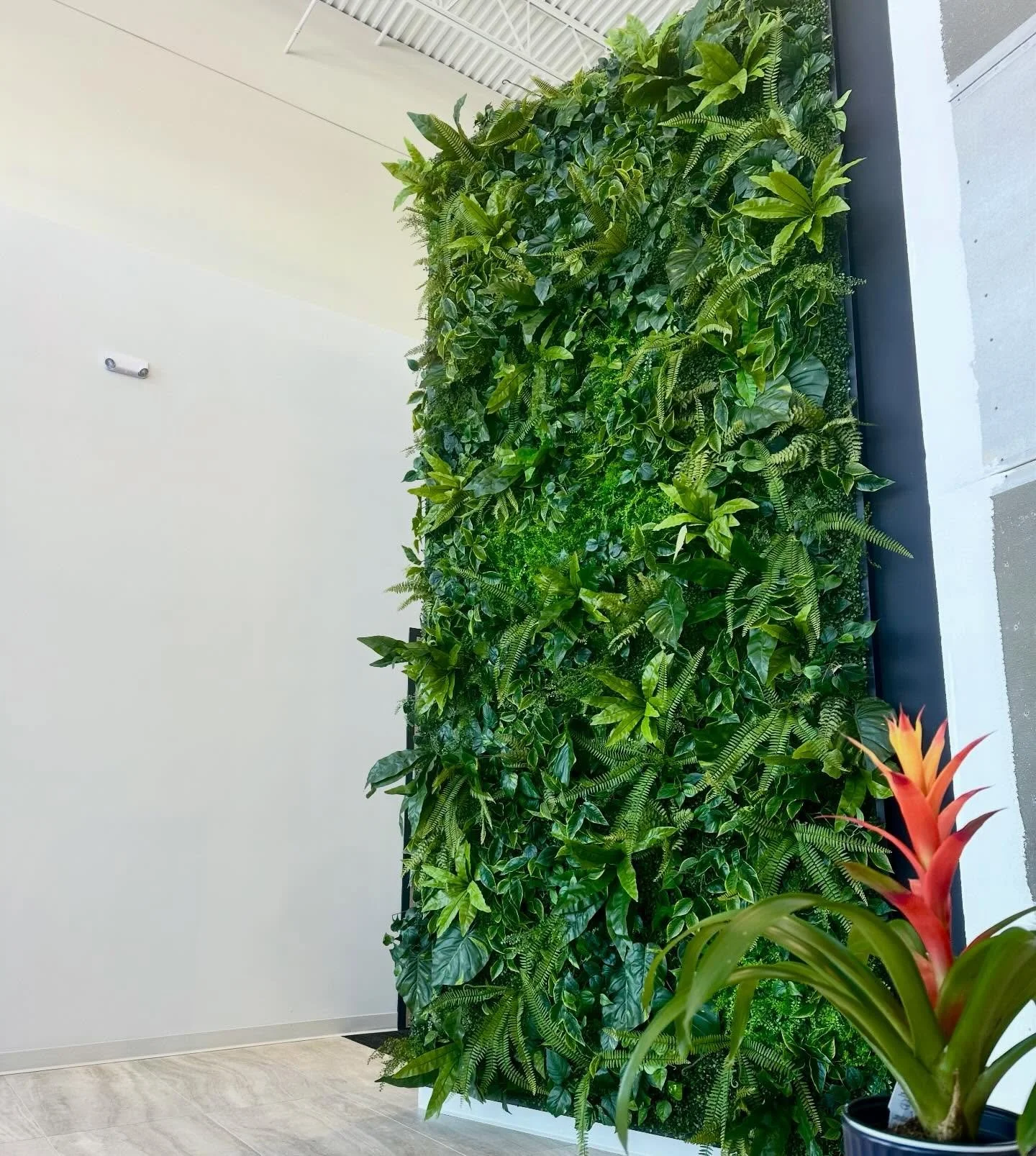 Green wall vibes. 🌿 
Lush, layered, and instantly boosts the energy of the space. Nothing transforms a room like a vibrant plant wall.

#GreenWall #BiophilicDesign #PlantWall #InteriorDesign #OfficeDesign InteriorInspo