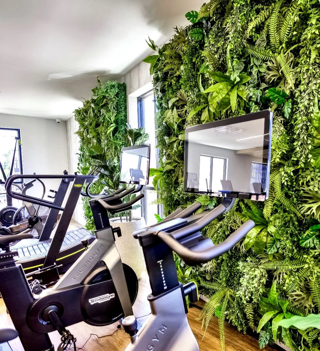 The gym... but make it green. 🌿

#greenwall #gymdesign #interiorinspo #plantwall #interiors