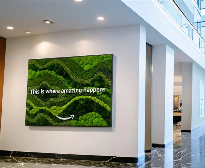 This design was so much fun to bring to life. An abstract interpretation of nature built through layered textures, organic contours, and varying shades and varieties of moss. 🌿

#moss #wallartdecor #walldecorations #mossart #officedesign