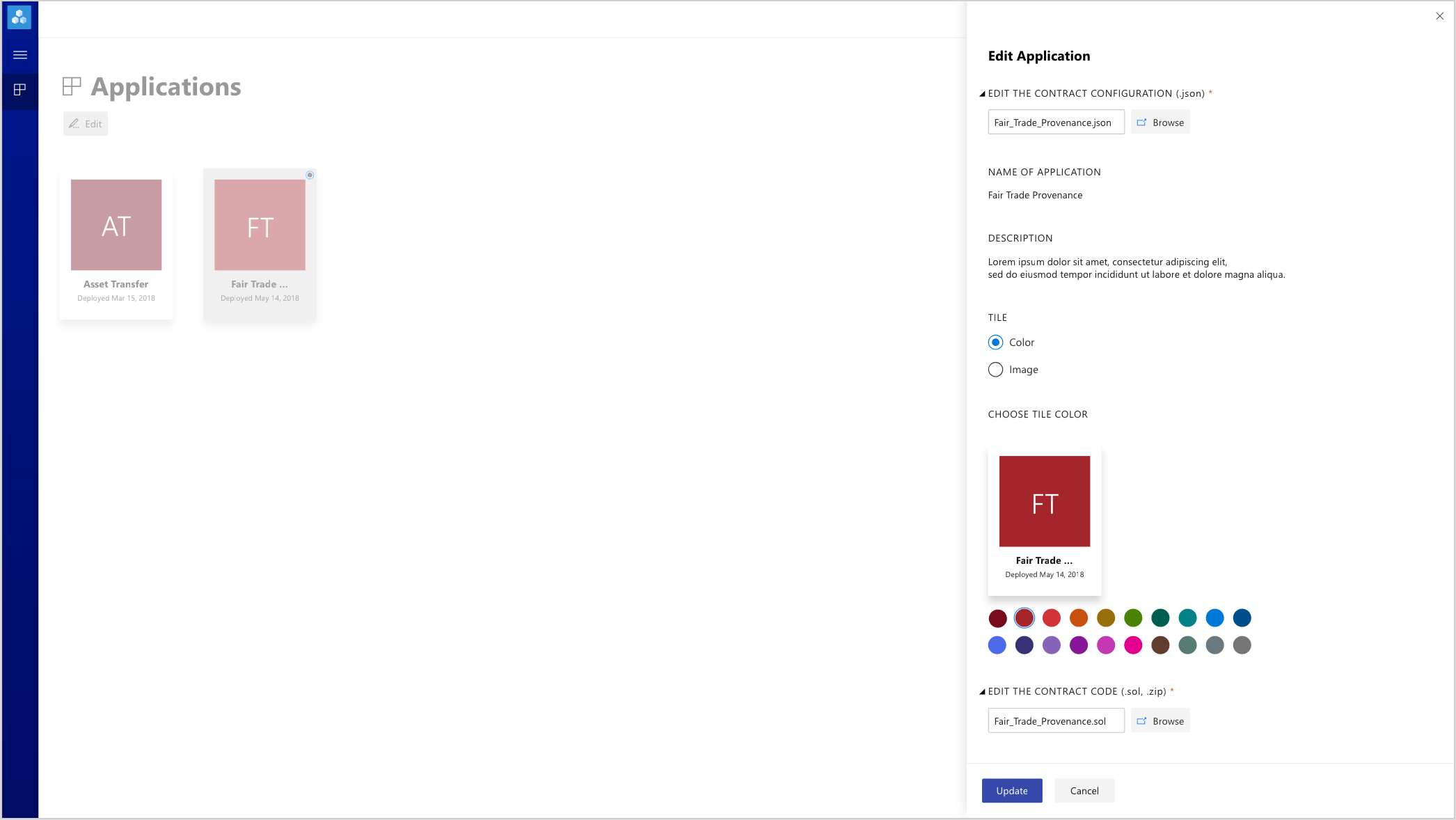 4. An early iteration from the ‘create new application’ flow