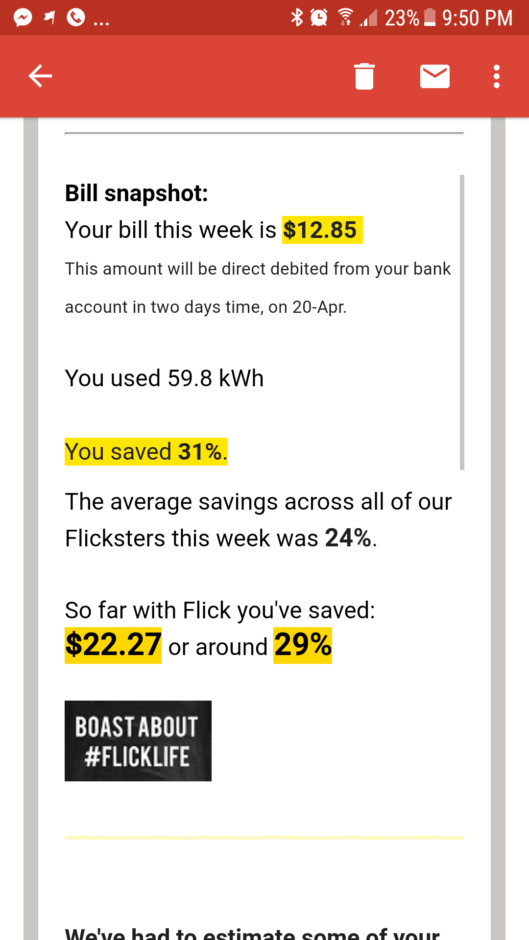 Power bill 1 week