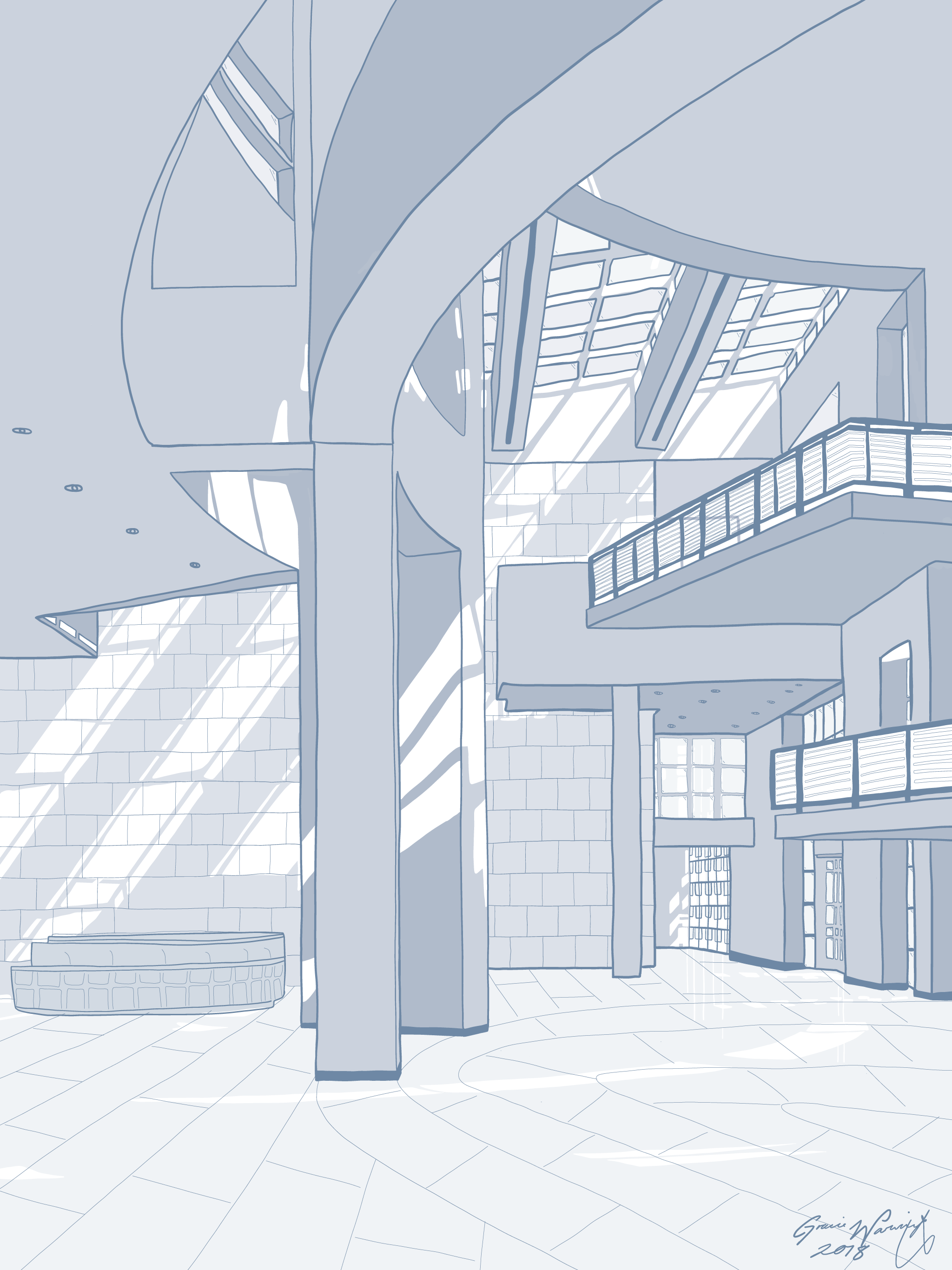  Illustration  Commission “Getty Center Atrium”  2018 