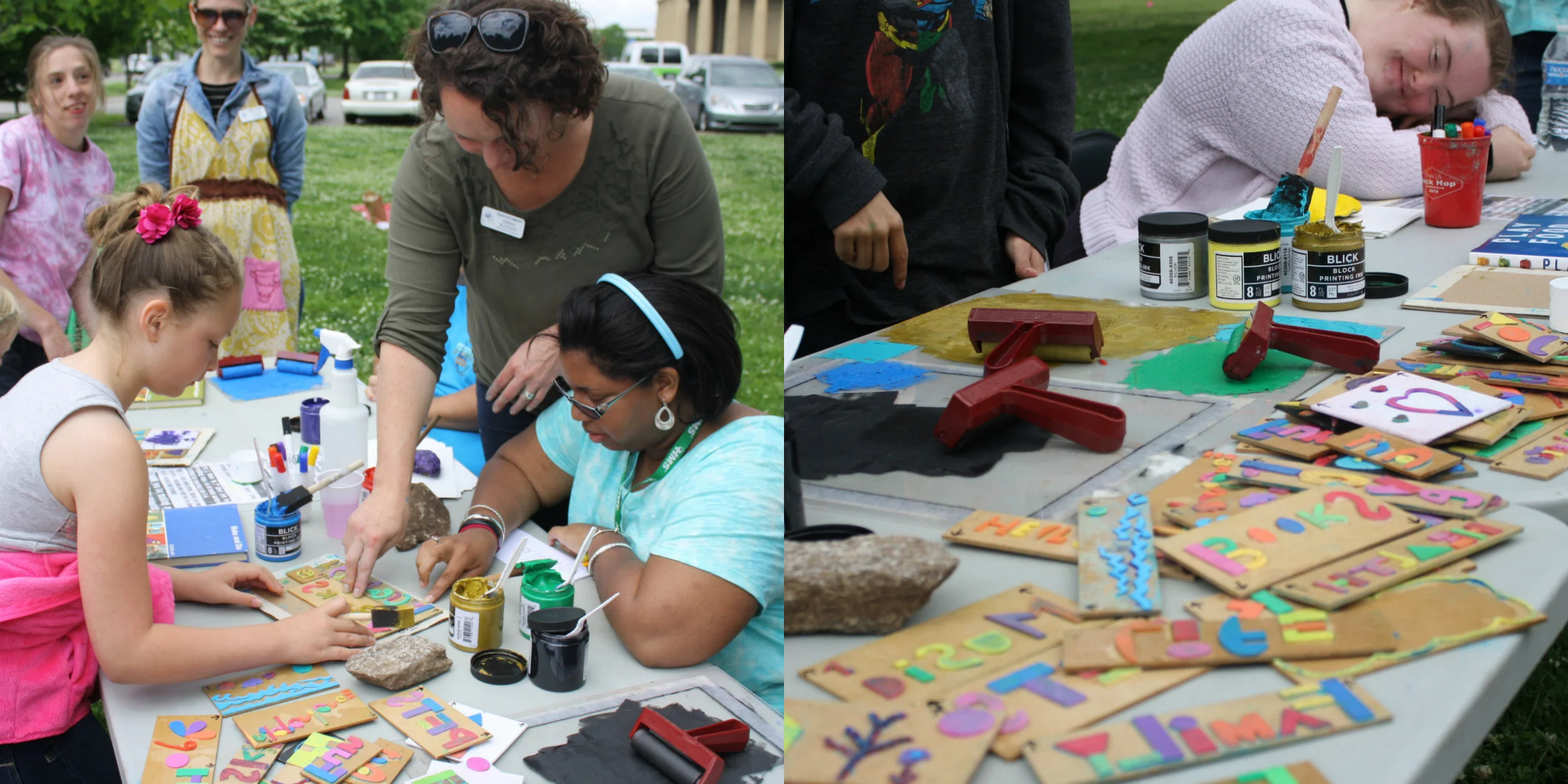 Program Specialist Sarah Blosser creating with some of the Friends on a creative adventure. 