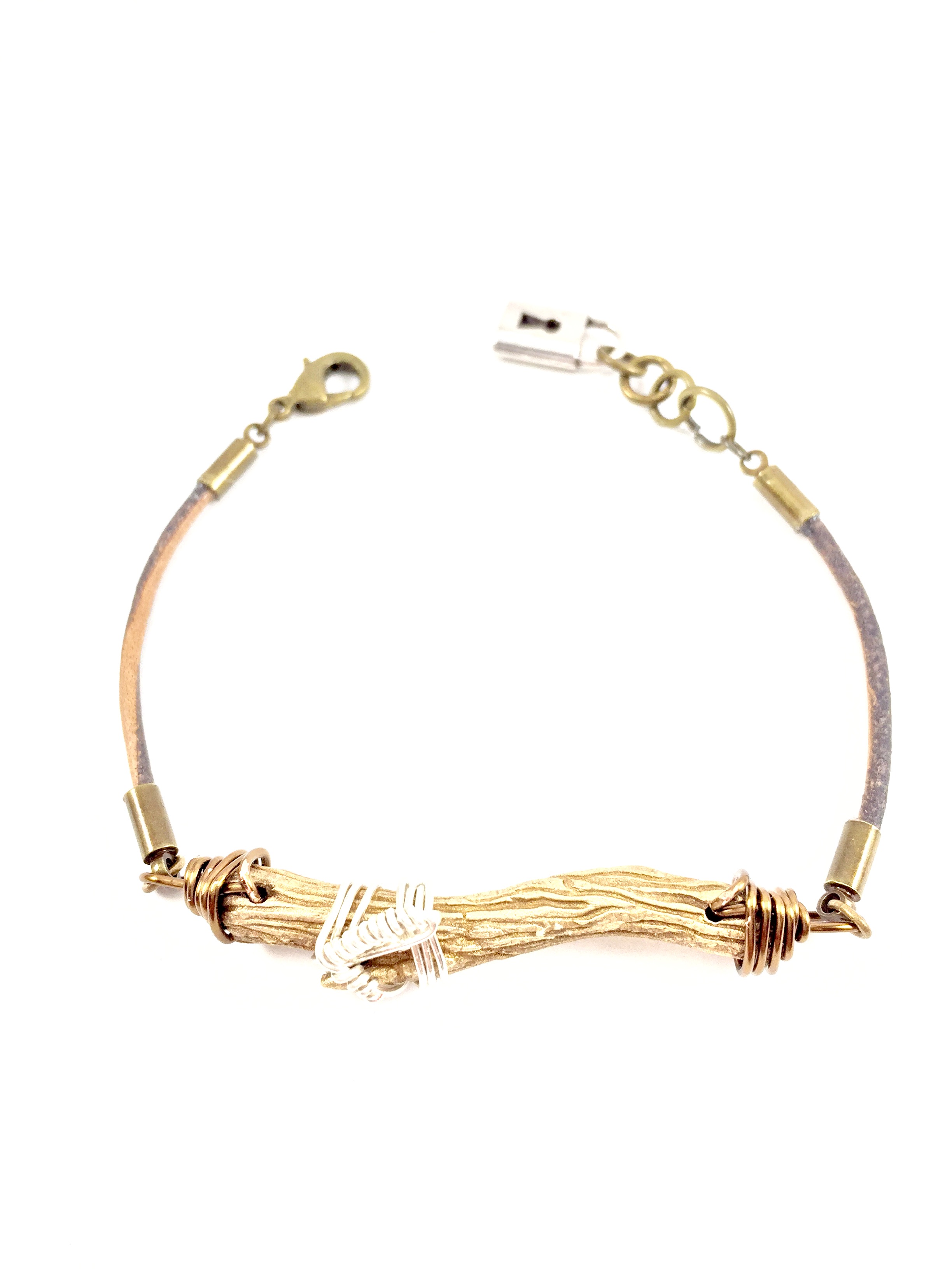 Hand carved bronze pendant bracelet.