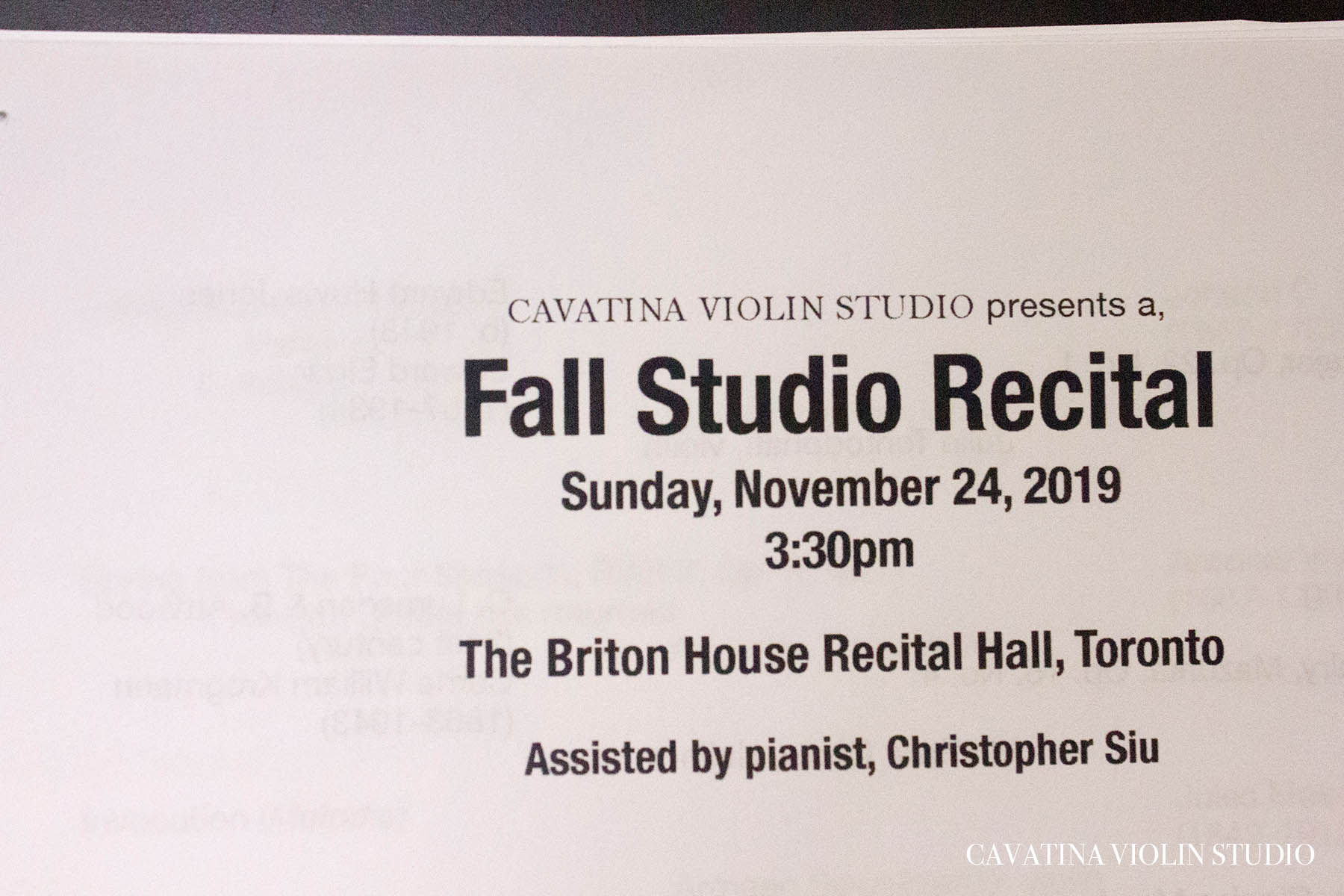 Cavatina Violin Studio - 2019 Fall Studio Recital