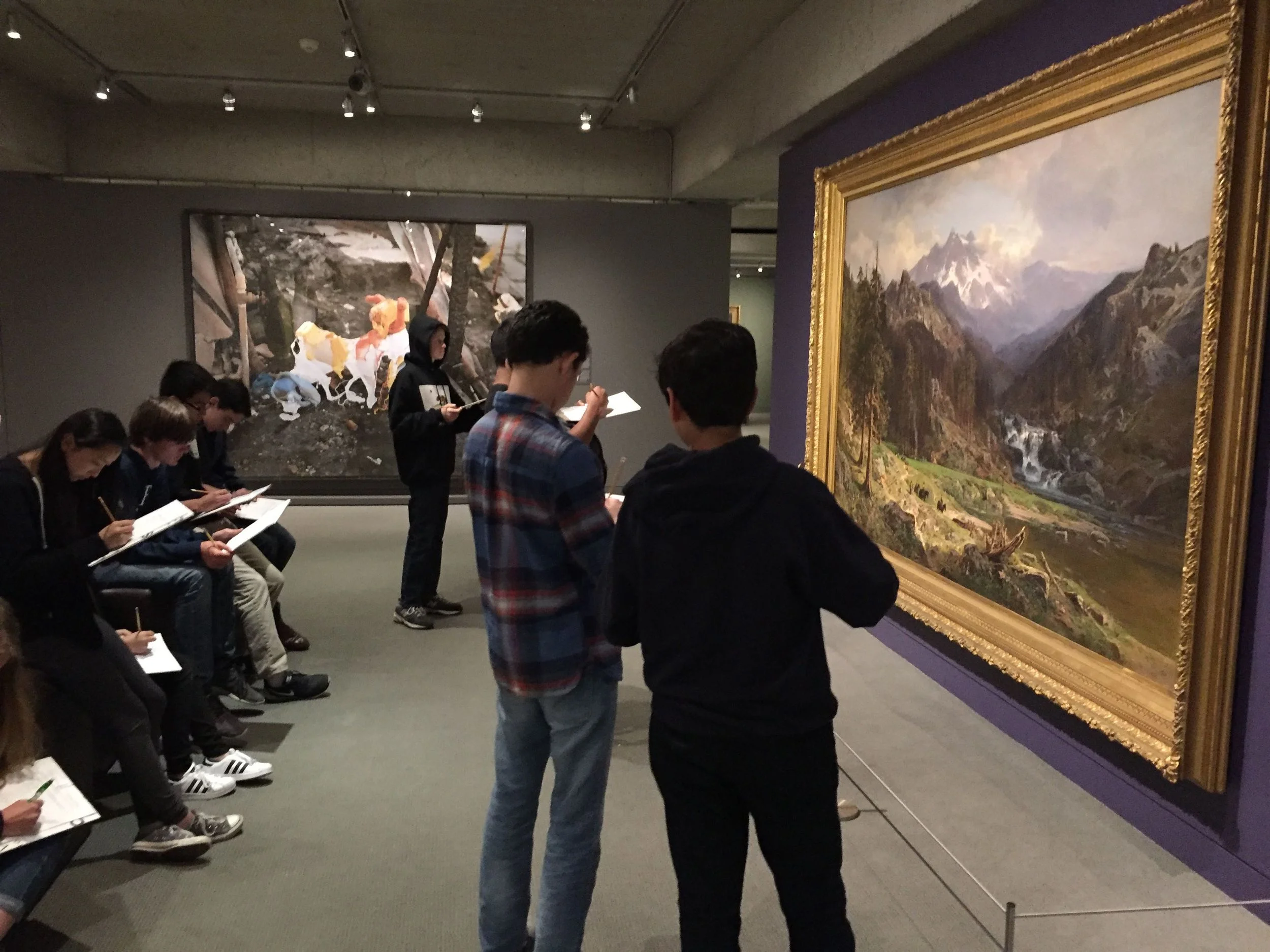 Today we took a field trip with 36 ninth grade students tot the wonderful Oakland Museum of California . Students completed writing prompts based on the museum's Gallery of California Art. Check out the writing prompts that I created here.