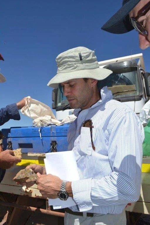Figure 2: Dakota Minerals CEO David Frances on site last week inspecting newly discovered pegmatite samples.