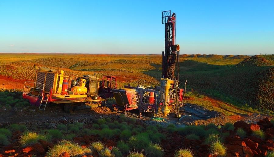 Figure 1: Drilling at the Lynas Find Lithium Project, looking NW 