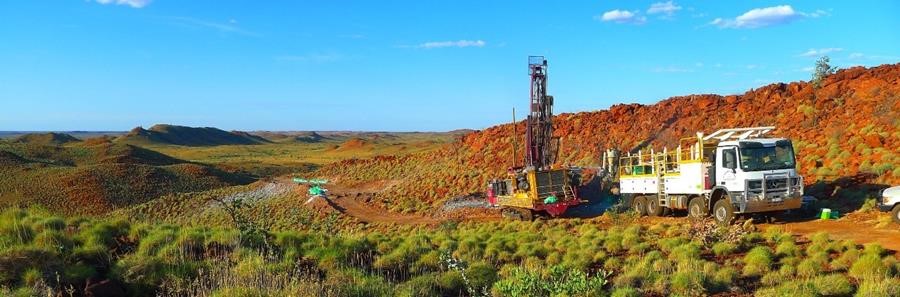 Figure 2: Drilling at the Lynas Find Lithium Project, looking NNE 