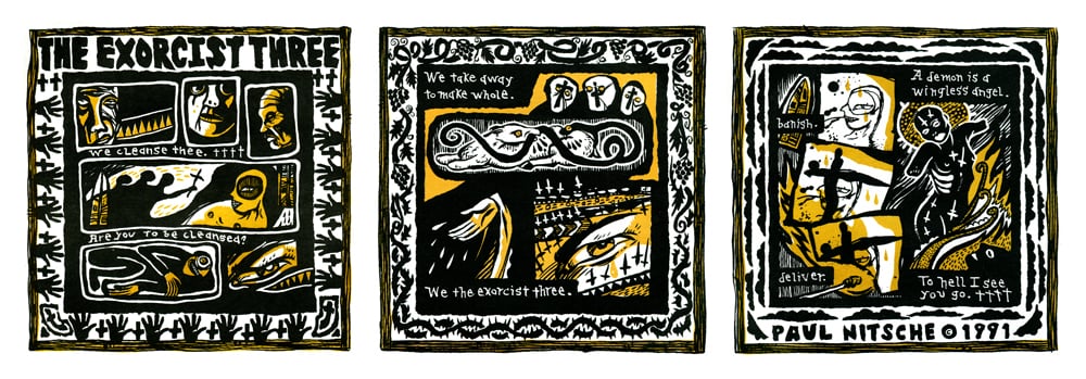 The Exorcist Three . 3 pages. 1991. Pen and ink. Published in Strangulated Beatoffs' (Theme From) Fart Inhaler +3 . Published by Skin Graft Records.