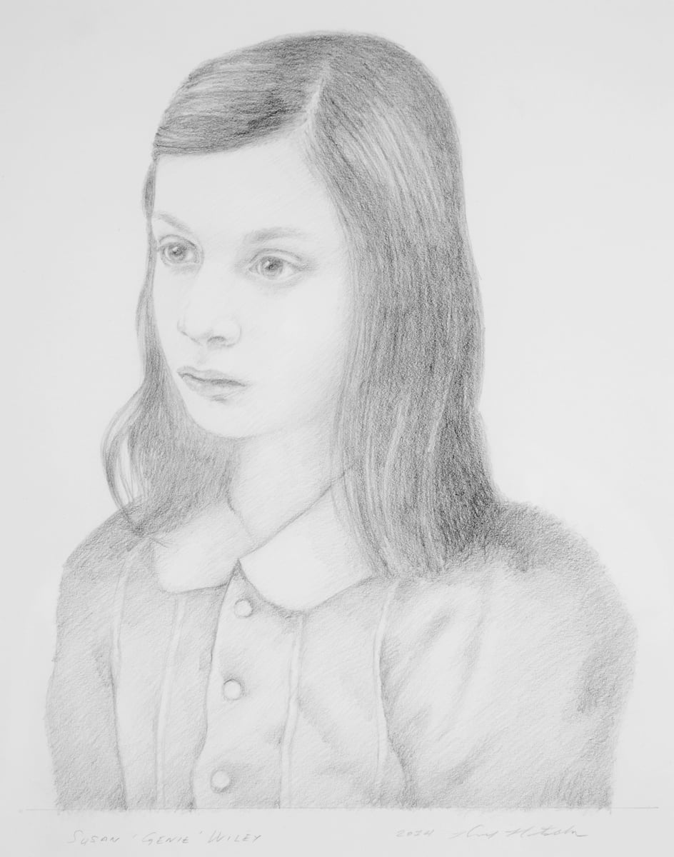  The Wild Child, Portrait of Susan “Genie” Wiley . 2014. 8”w x 10.5”h. Graphite. 