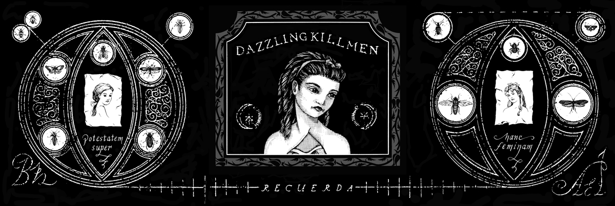  Dazzling Killmen,  Recurada.  CD Booklet, Front.  1996. Pen and ink, Scratch board. Released by Skin Graft Records. 