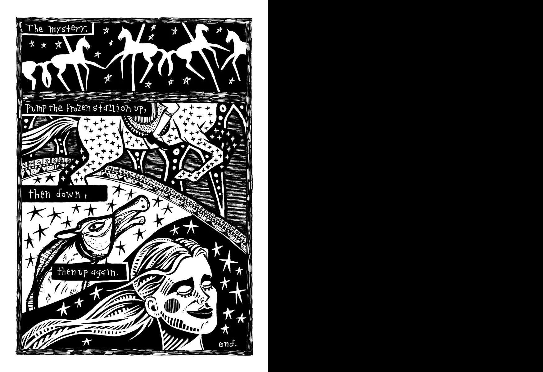 Caroussell . 3 pages. 1991. Pen and ink, Scratch board.