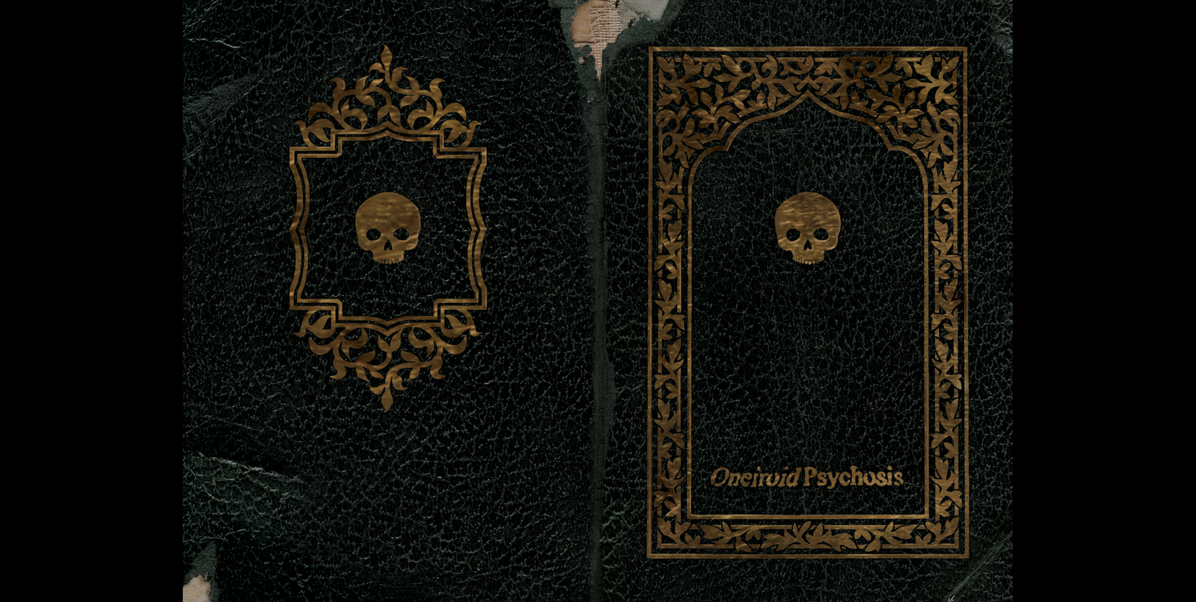   Oneiroid Psychosis,  Forever is Forgotten.  Back and front booklet covers.  2004. Pen and ink, Photographic illustration. Released by Cop International. 