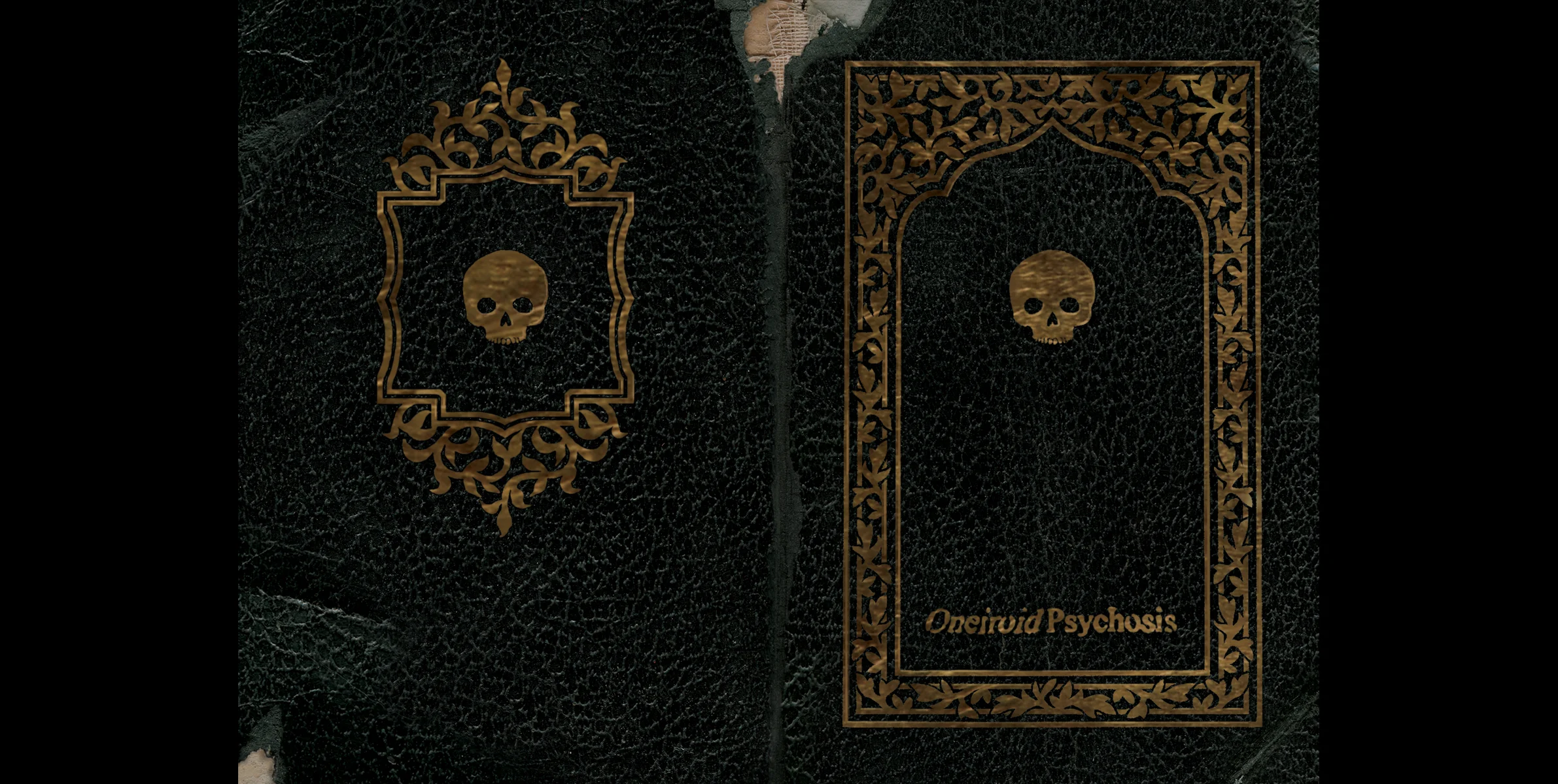Oneiroid Psychosis, Forever is Forgotten. Back and front booklet covers. 2004. Pen and ink, Photographic illustration. Released by Cop International.