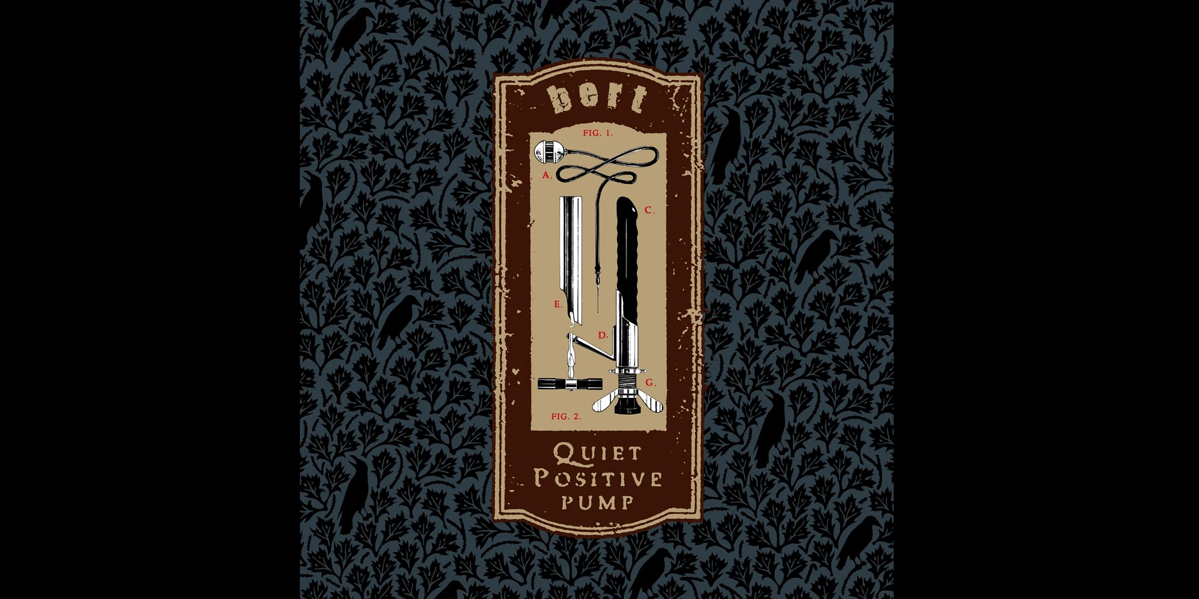 bert , Quiet Positive Pump . CD booklet cover. 1995, 1996. Pen and ink, Scratch board. Released by Chicken Ranch Records.