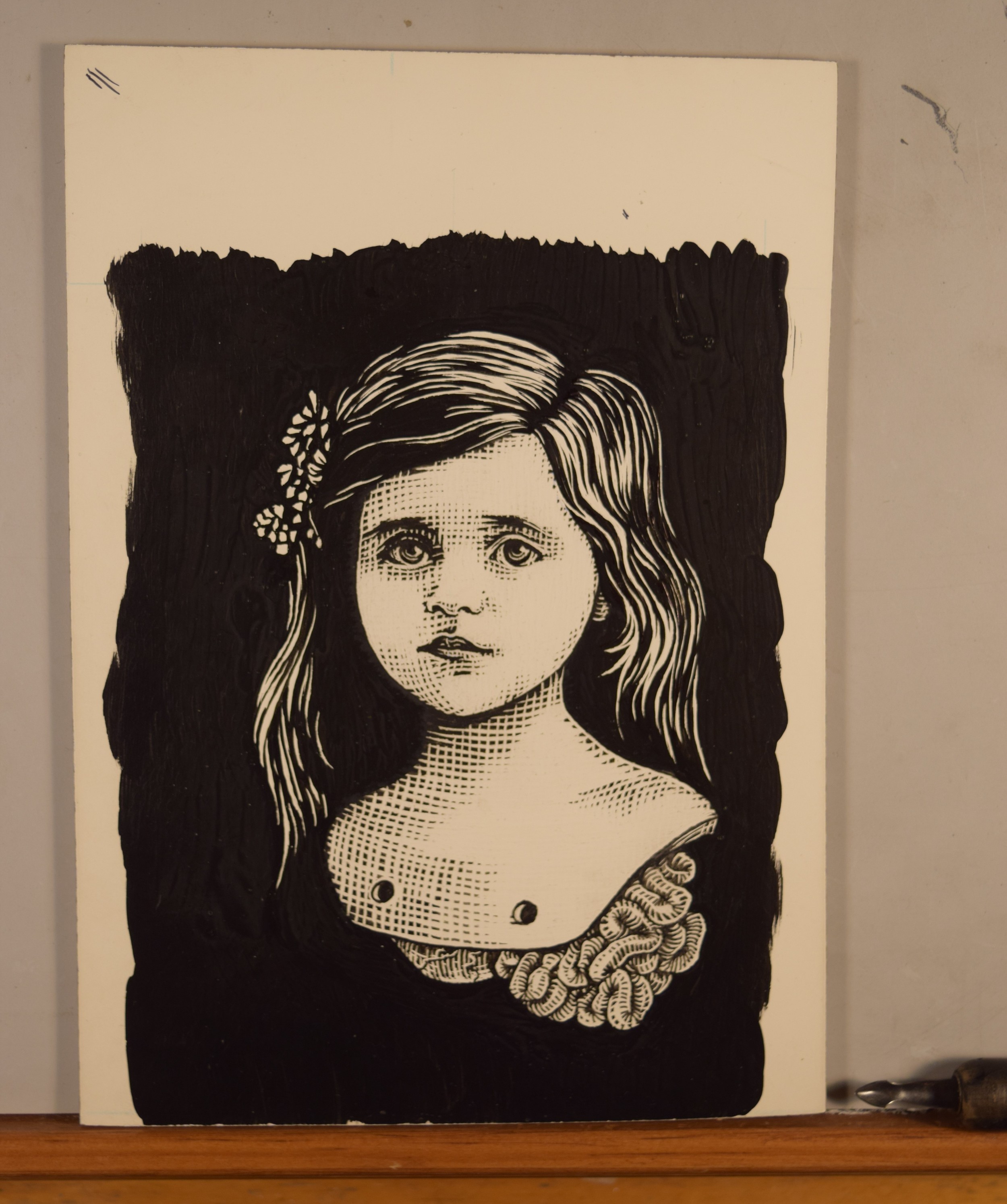  Girlchild number two. Pen and ink, Scratch board. 