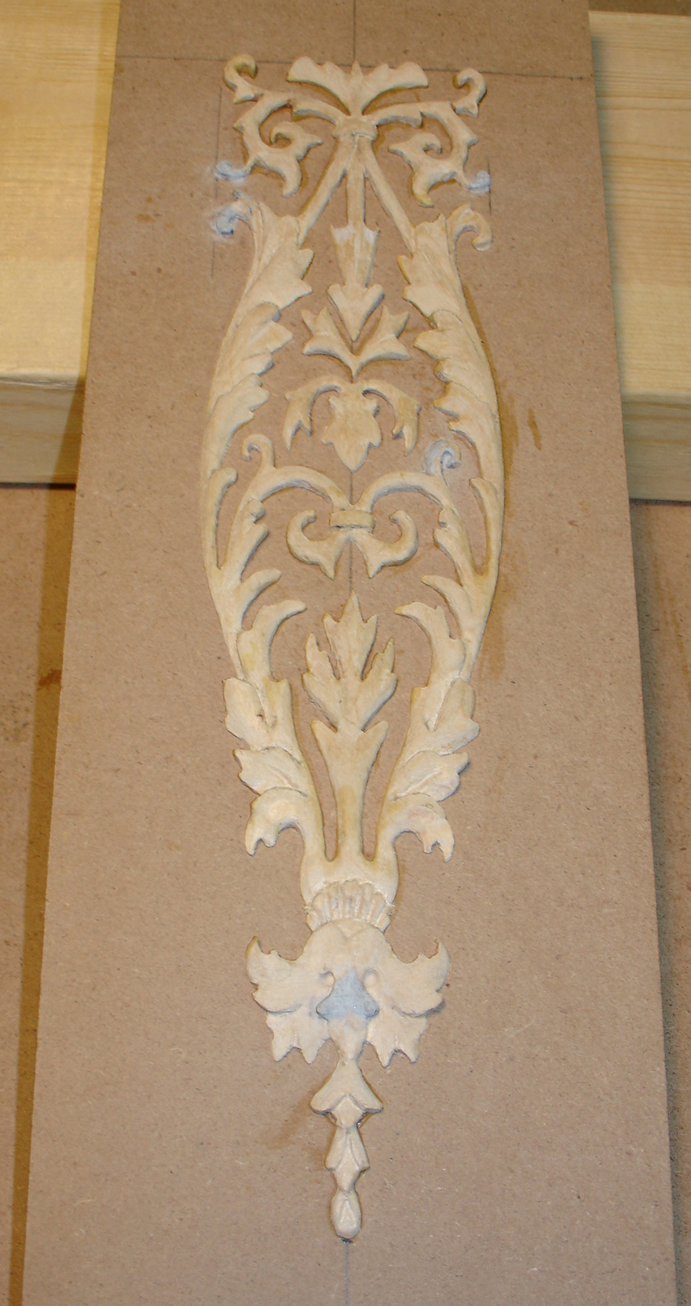  A Basswood carving for the front lower panels.   