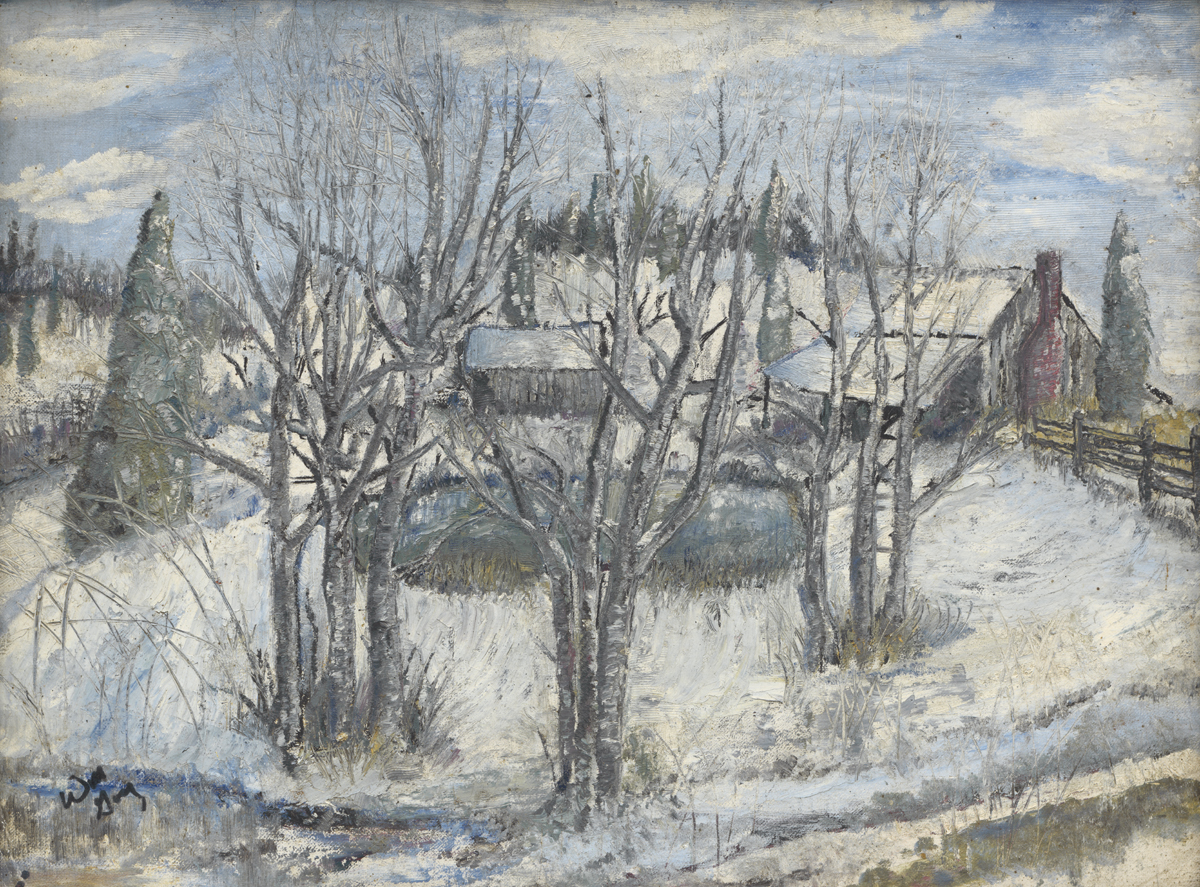 The full winter farm painting by William Gay. 