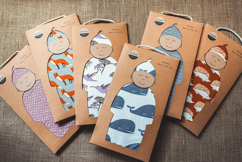 Milkbarn Newborn Gown & Hat Set