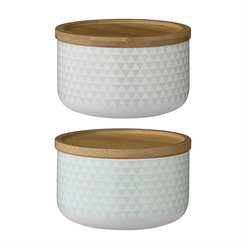 Ceramic Jar w/ Wood Lid
