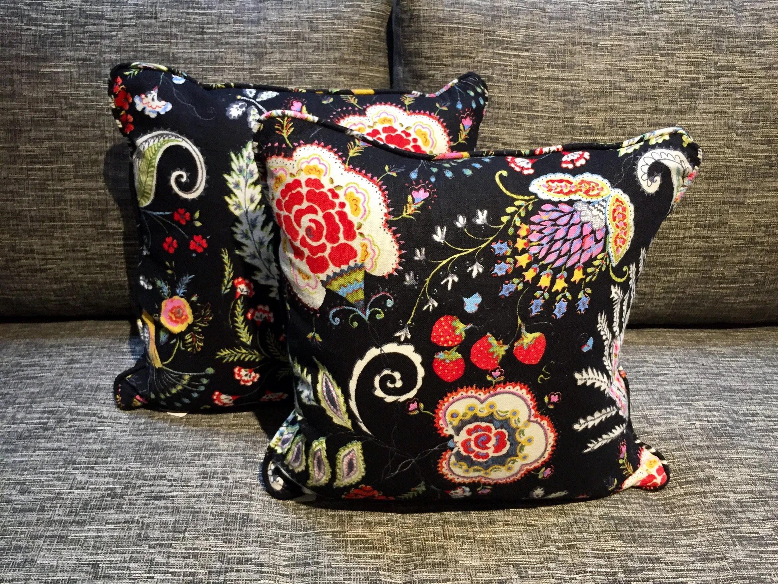 Black Floral Pillow