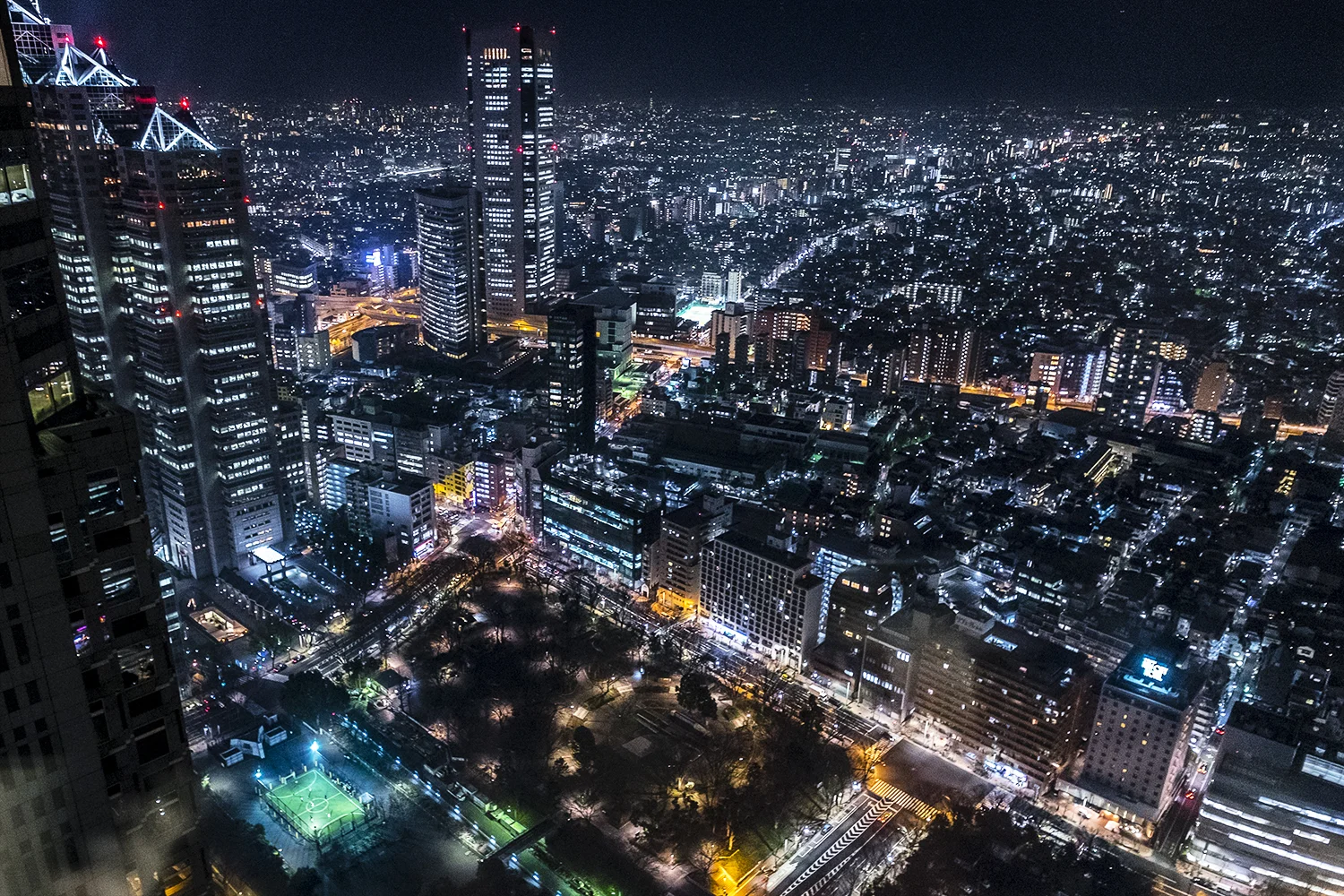 More of Tokyo with some night soccer being played.