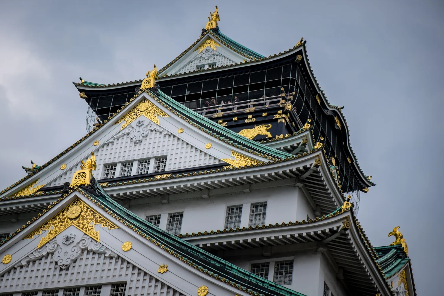 Close up of Osaka castle. The golden fixtures looked amazing in person. 